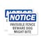 Signmission Invisible Fence Beware Dog Might Bite OSHA Notice Sign, Plastic, 14in W x 10in L, 2PK OS-2PACK-NS-P-1014-L-13717 - alternate 1